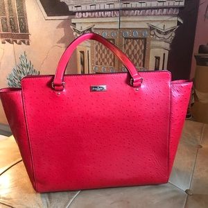 KATE SPADE RED EMBOSSED LEATHER LARGE SATCHEL